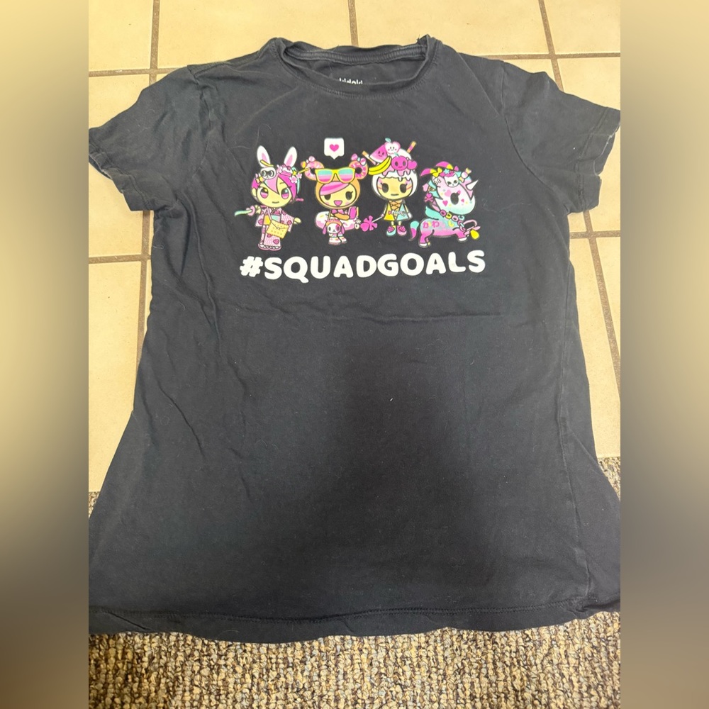 Black Graphic Tee with #SquadGoals Print